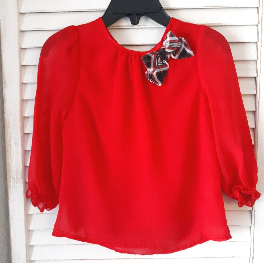 Red Ruffle Long Sleeve Baby Girl Blouse